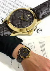 Shop Gucci G Timeless Quartz Brown Dial Brown Leather Strap Watch for Men - YA1264035 in USA