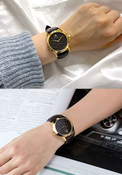 Shop Gucci G Timeless Quartz Brown Dial Brown Leather Strap Watch for Men - YA1264035 in USA