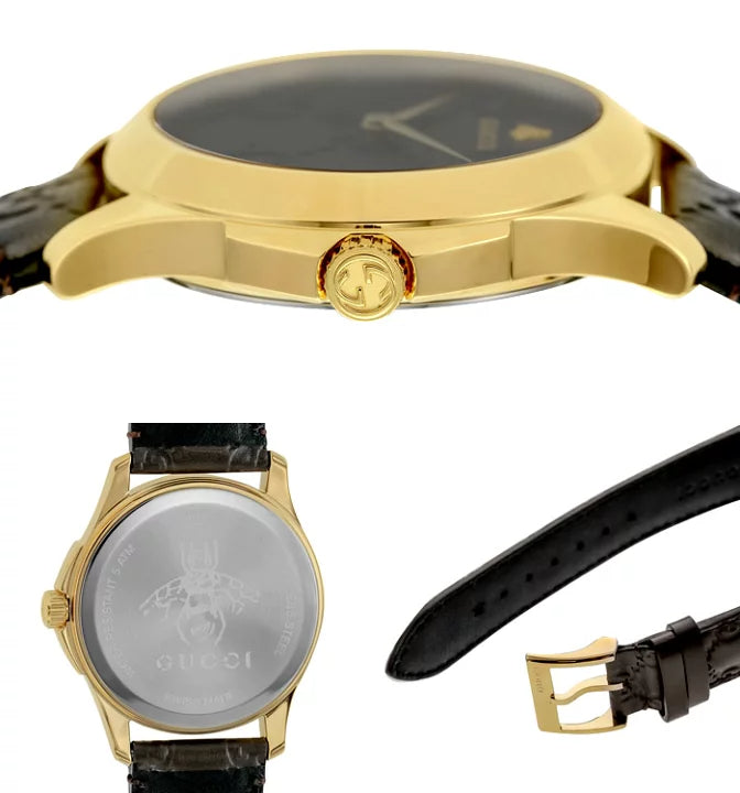 Shop Gucci G Timeless Quartz Brown Dial Brown Leather Strap Watch for Men - YA1264035 in USA