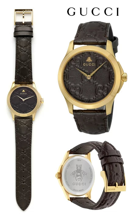 Shop Gucci G Timeless Quartz Brown Dial Brown Leather Strap Watch for Men - YA1264035 in USA