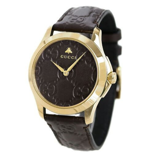 Shop Gucci G Timeless Quartz Brown Dial Brown Leather Strap Watch for Men - YA1264035 in USA