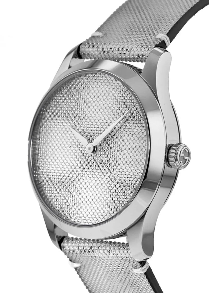 Shop Gucci G Timeless Quartz Grey Dial Grey Leather Strap Watch For Men - YA1264058 in USA