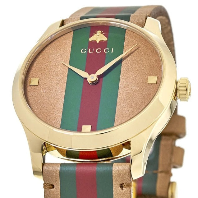 Gucci G Timeless Quartz Brown Dial Brown Leather Strap Unisex Watch - YA1264077 Buy Now By Gucci