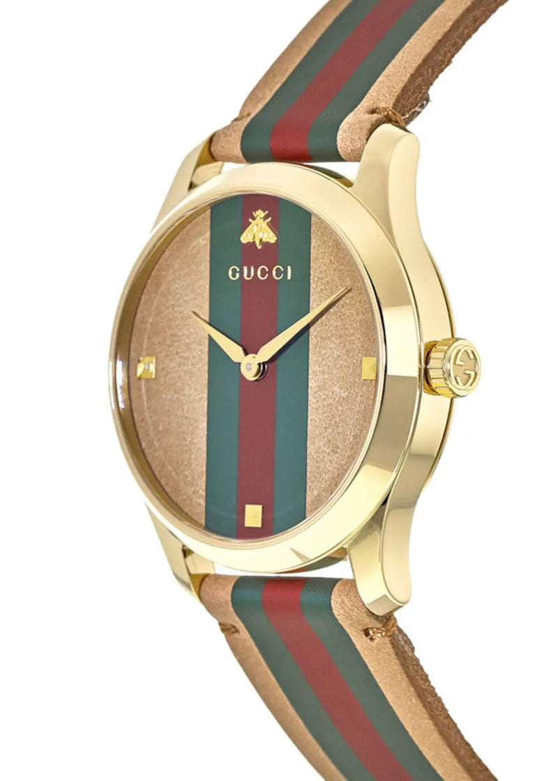 Gucci G Timeless Quartz Brown Dial Brown Leather Strap Unisex Watch - YA1264077 Buy Now By Gucci