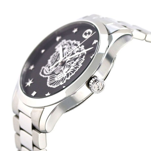 Gucci G Timeless Diamonds Black Dial Silver Steel Strap Watch For Women - YA1264125 Buy Now By Gucci