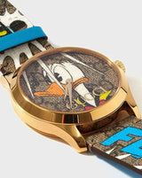 Gucci G Timeless Disney Donald Duck Brown Dial Brown Leather Strap Watch For Women - YA1264167 Buy Now By Gucci