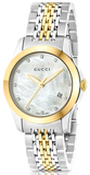 Gucci G Timeless Diamonds Mother of Pearl Dial Two Tone Mesh Bracelet Watch for Women - YA126513