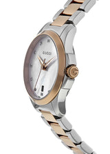 Shop Gucci G Timeless Diamonds Mother of Pearl Dial Two Tone Steel Strap Watch For Women - YA126544 in USA