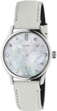 Gucci G-Timeless Mother of Pearl White Dial White Leather Strap Watch For Women - YA126597