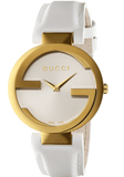 Gucci G Interlocking White Dial White Leather Strap Watch For Women - YA133327