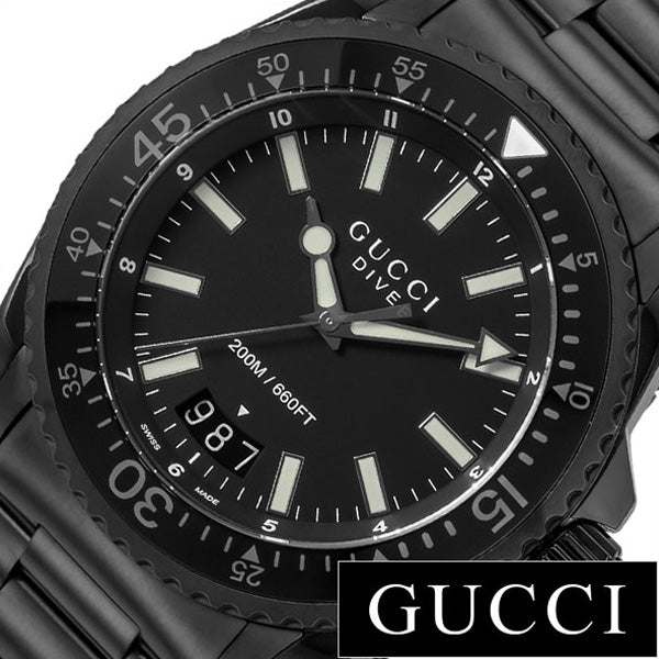 Shop Gucci Dive Quartz Black Dial Black Steel Strap Watch For Men - YA136205 in USA