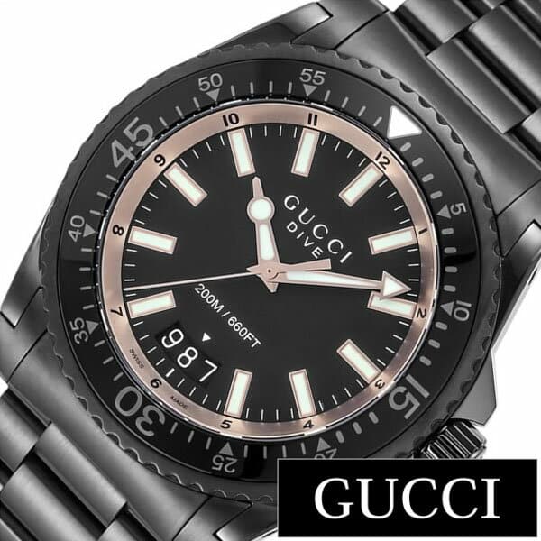 Shop Gucci Dive Quartz Black Dial Black Steel Strap Watch For Men - YA136213 in USA