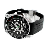 Shop Gucci Dive Quartz Kingsnake Black Dial Black Rubber Strap Watch For Men - YA136217 in USA