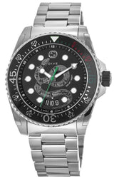 Shop Gucci Dive Snake Black Dial Silver Steel Strap Watch For Men - YA136218 in USA