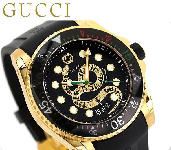 Shop Gucci Dive Quartz Black Dial Black Rubber Strap Watch For Men - YA136219 in USA