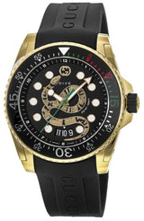 Shop Gucci Dive Quartz Black Dial Black Rubber Strap Watch For Men - YA136219 in USA