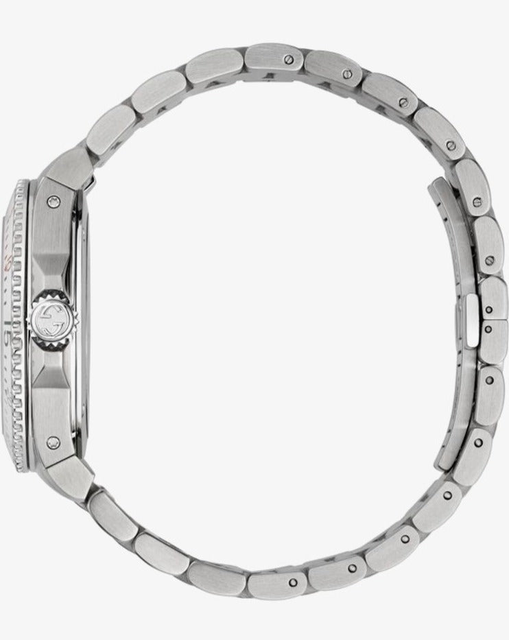 Shop Gucci Dive Quartz White Dial Silver Steel Strap Watch For Men - YA136336 in USA