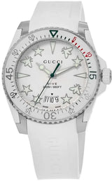 Shop Gucci Dive Quartz White Dial White Rubber Strap Watch For Men - YA136337 in USA