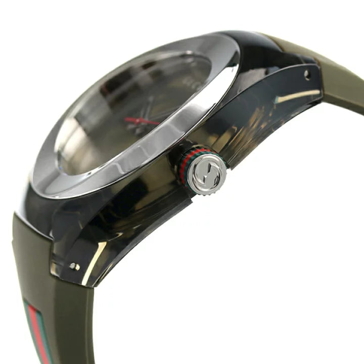 Shop Gucci Sync XXL Quartz Brown Dial Brown Leather Strap Watch For Men - YA137106 in USA