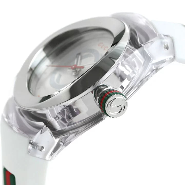 Shop Gucci Sync Quartz White Dial White Rubber Strap Unisex Watch - YA137302 in USA