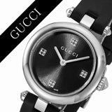 Shop Gucci Diamantissima Quartz Diamonds Black Dial Black Leather Strap Watch for Women - YA141506 in USA