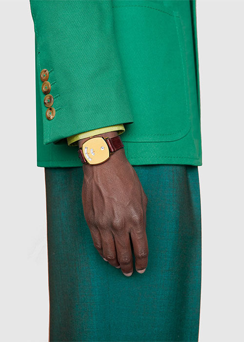 Gucci Grip Quartz Gold Dial Maroon Leather Strap Watch For Women - YA157402 Buy Now By Gucci