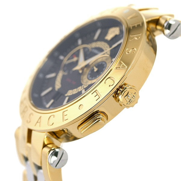 Versace V-Race Quartz Black Dial Gold Steel Strap Watch For Men - VEBV00519 Buy Now By Versace