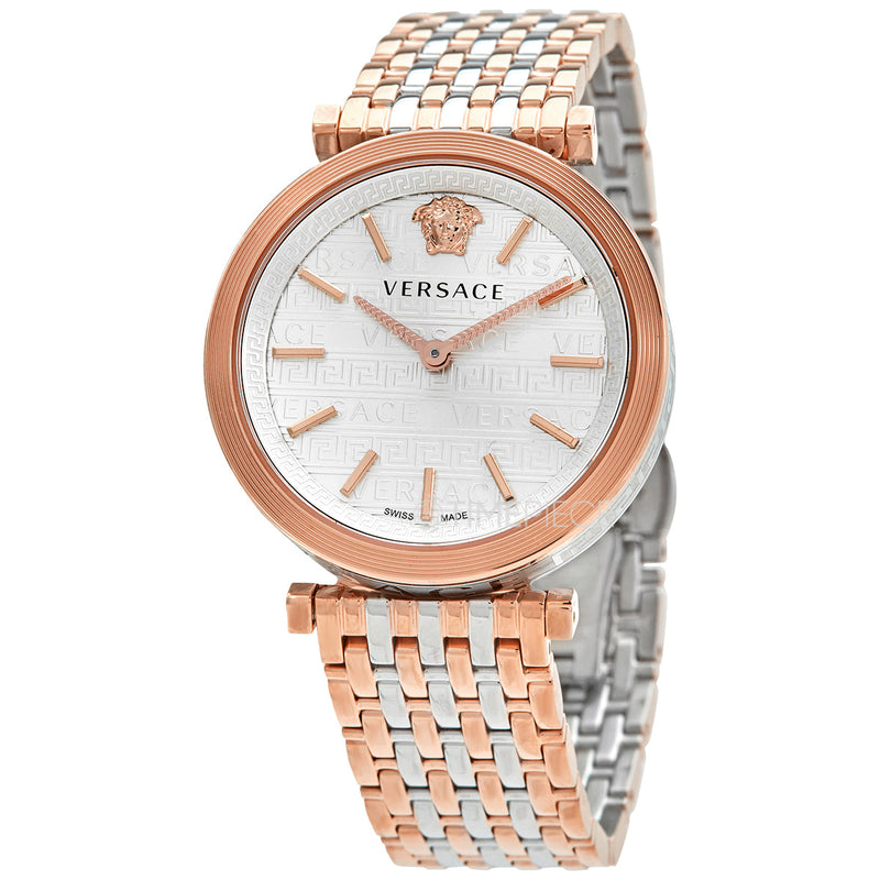 Versace V-Twist White Dial Two Tone Mesh Bracelet Watch for Women - VELS00719 Buy Now By Versace