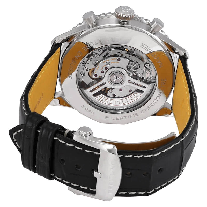 Shop Breitling Navitimer B01 Chronograph 46 Green Dial Black Leather Strap Watch for Men - AB0137241L1P1 in USA