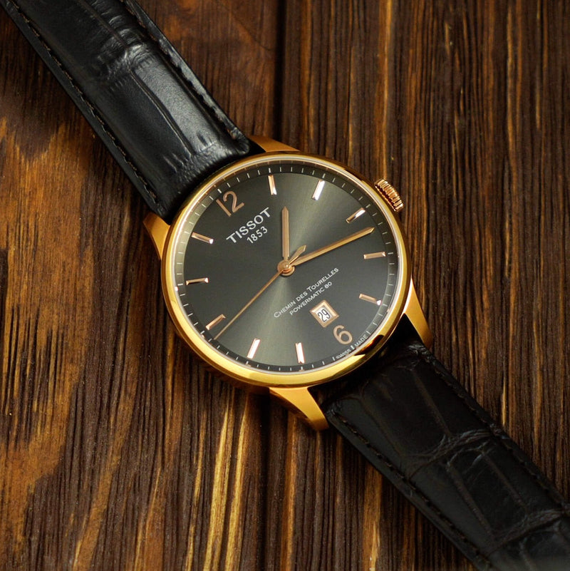 Tissot T Classic Chemin Des Tourelles Powermatic 80 Brown Dial Brown Leather Strap Watch for Men - T099.407.36.447.00 Buy Now By Tissot