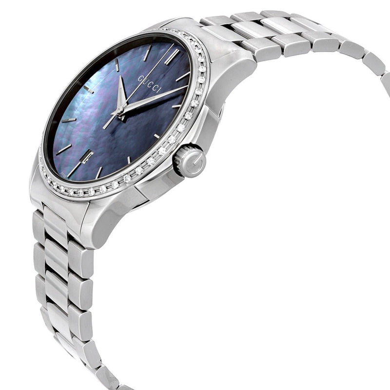 Shop Gucci G Timeless Diamonds Mother of Pearl Blue Dial Silver Steel Strap Unisex Watch - YA126458 in USA