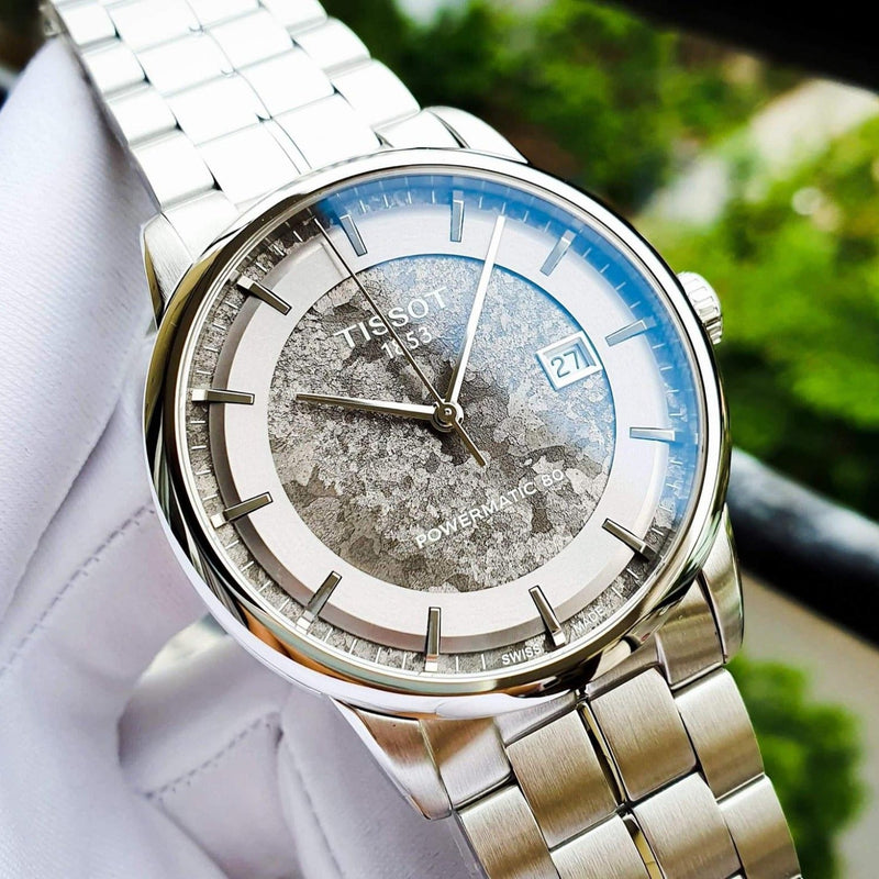 Shop Tissot Luxury Powermatic 80 Anthracite Grey Dial Silver Steel Strap Watch For Men - T086.407.11.061.10 in USA