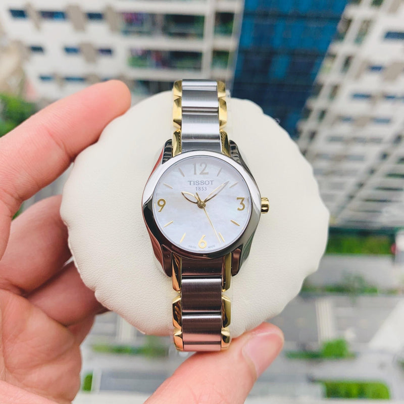 Tissot T Wave Mother of Pearl Dial Two Tone Steel Strap Watch for Women - T023.210.22.117.00 Buy Now By Tissot