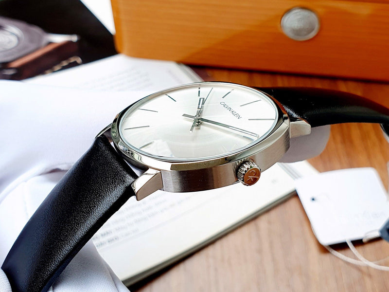 Calvin Klein Posh Silver Dial Black Leather Strap Watch for Men - K8Q311C6 Buy Now By Calvin Klein