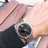 Shop Movado Veturi Quartz Black Dial Two Tone Steel Strap Watch for Men - 0606932 in USA