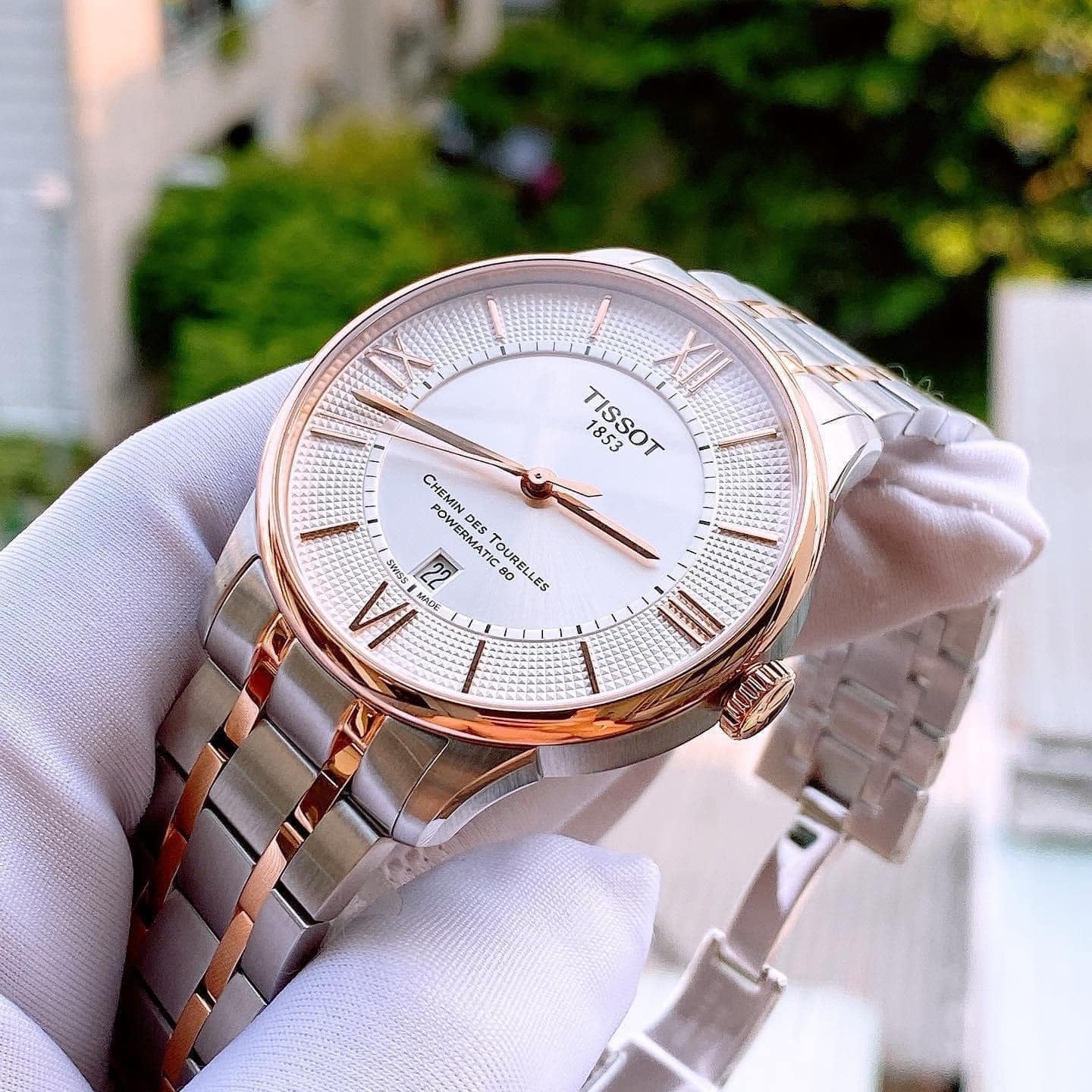 Tissot Chemin des Tourelles Powermatic 80 Silver Dial Two Tone Steel Strap Watch for Men - T099.407.22.038.02