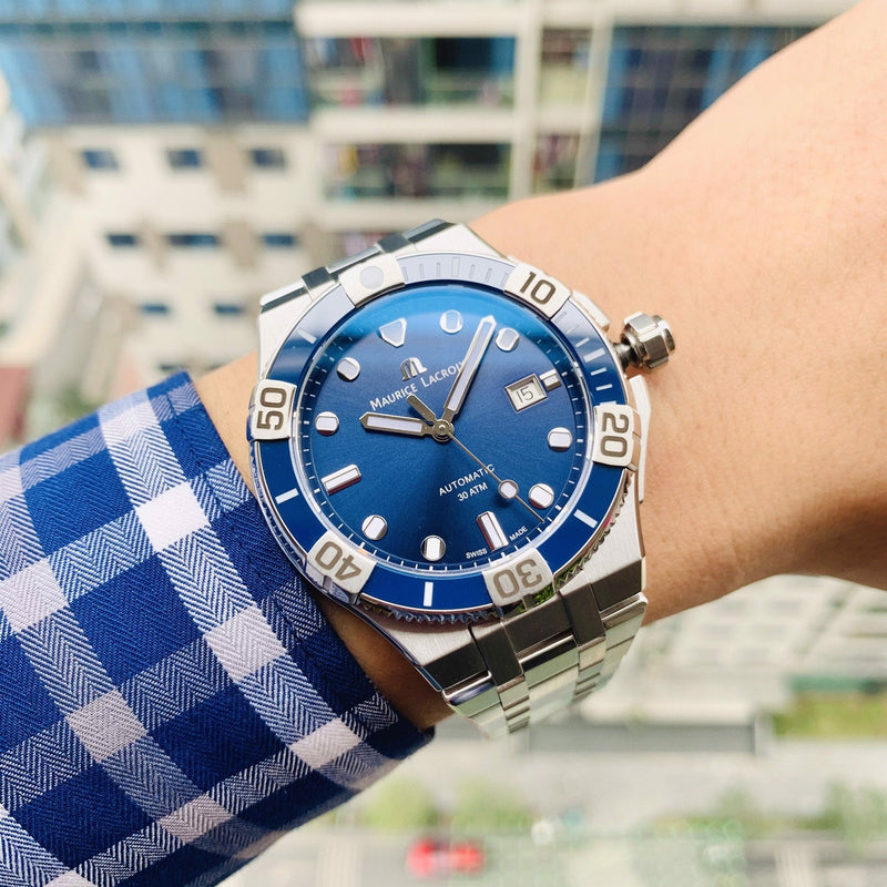 Maurice Lacroix Aikon Venturer Blue Dial Silver Steel Strap Watch for Men - AI6058-SS002-430-1 Buy Now By Maurice Lacroix