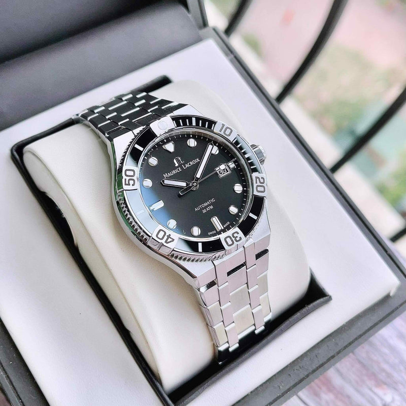 Maurice Lacroix Aikon Venturer Black Dial Silver Steel Strap Watch for Men - AI6058-SS002-330-1 Buy Now By Maurice Lacroix