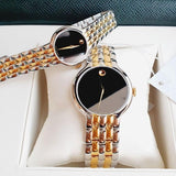 Shop Movado Veturi Quartz Black Dial Two Tone Steel Strap Watch for Women - 0606933 in USA