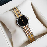 Shop Movado Veturi Quartz Black Dial Two Tone Steel Strap Watch for Women - 0606933 in USA