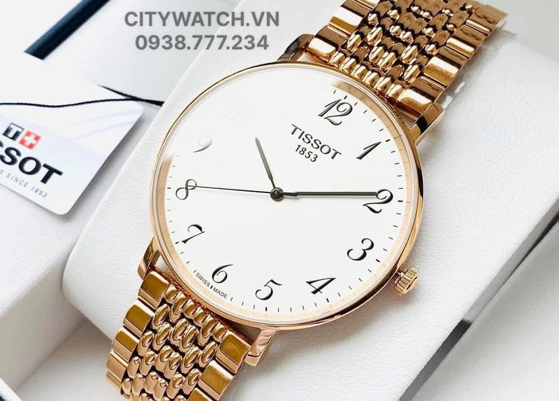 Tissot T Classic Everytime White Dial Rose Gold Mesh Bracelet Watch for Men - T109.610.33.032.00 Buy Now By Tissot