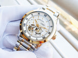 Bulova BVA Skeleton Silver Dial Two Tone Steel Strap Watch for Men - 98A230 Buy Now By Bulova