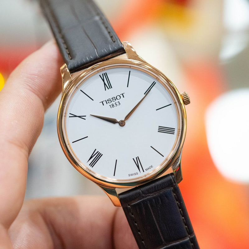 Tissot Tradition 5.5 White Dial Brown Leather Strap Watch for Men - T063.409.36.018.00 Buy Now By Tissot