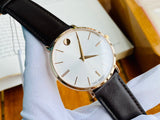Movado Ultra Slim White Dial Brown Leather Strap Watch For Men - 0607089 Buy Now By Movado