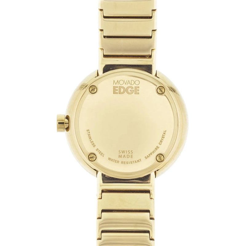 Shop Movado Edge Gold Dial Gold Steel Strap Watch for Women - 3680014 in USA