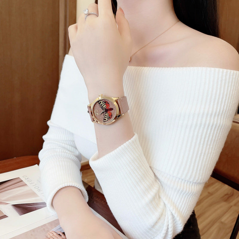 Gucci G Timeless Butterfly Brown Dial Brown Leather Strap Watch For Women - YA1264063 Buy Now By Gucci