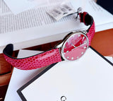 Gucci G-Timeless Mother of Pearl Red Dial Red Leather Strap Watch For Women - YA1264041 Buy Now By Gucci