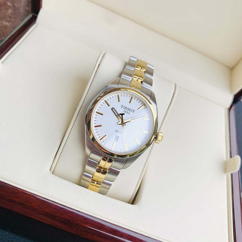 Tissot T Classic PR 100 Sport Chic White Dial Two Tone Steel Strap Watch For Women - T101.210.22.031.00 Buy Now By Tissot