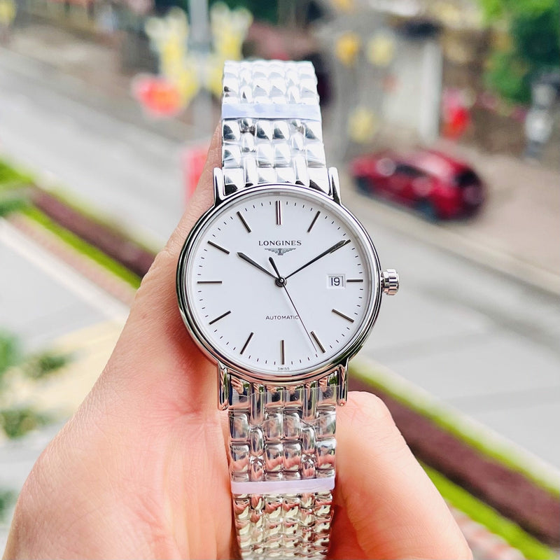 Longines Presence Automatic White Dial Silver Steel Strap Watch for Men - L4.921.4.12.6 Buy Now By Longines