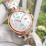 Tissot Le Locle Automatic Diamonds Mother of Pearl White Dial Two Tone Steel Strap Watch For Women - T006.207.22.116.00
